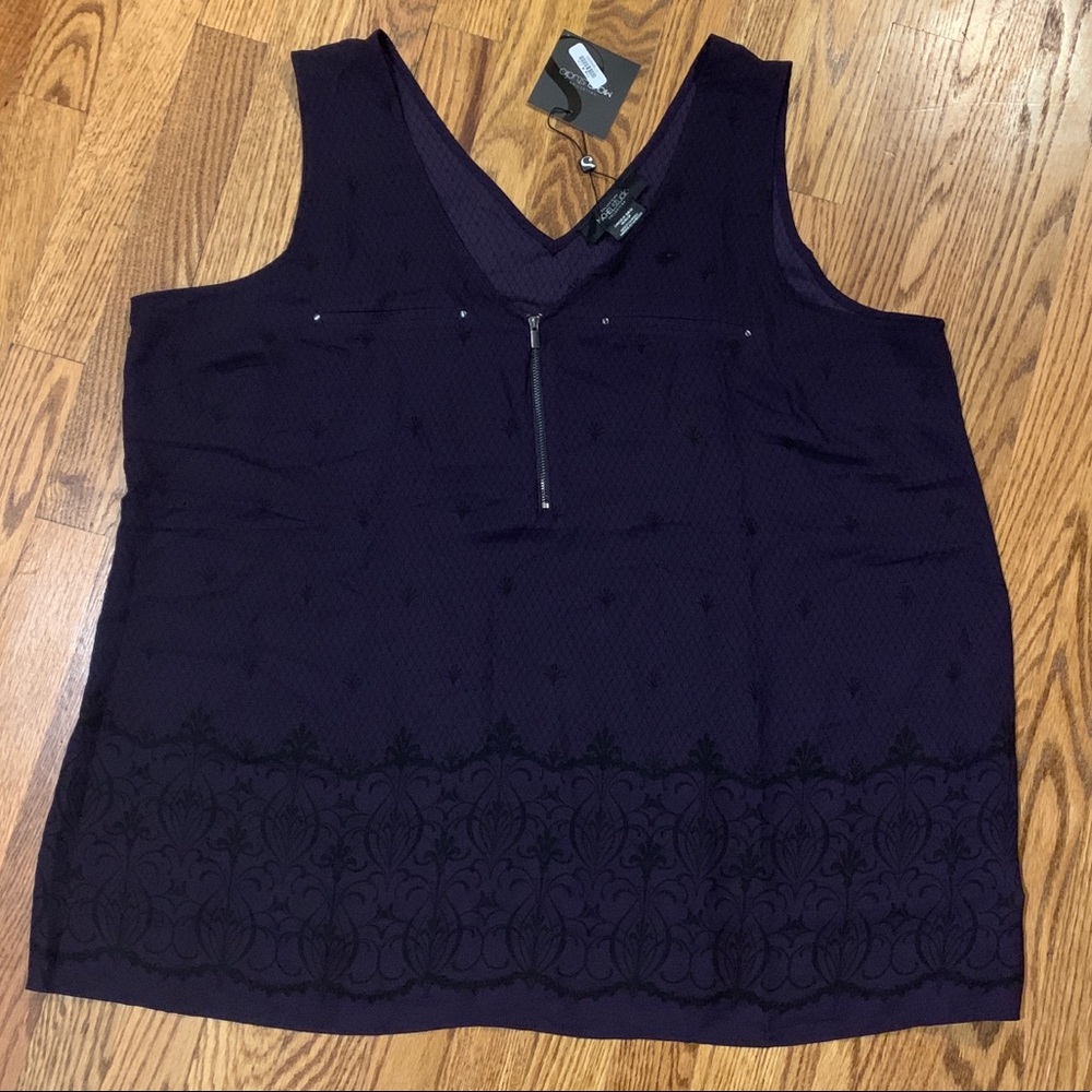 Dark Plum/Black Tank Blouse / Loose Camisole. Sz20
